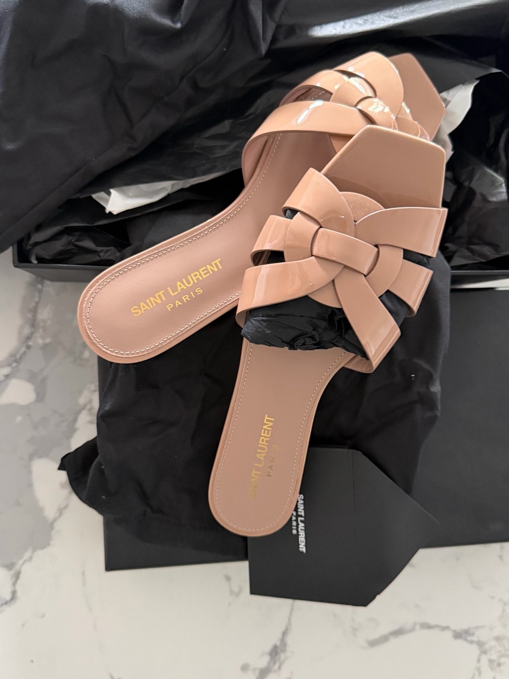 Saint Laurent Nude tribute Slide Sandals - Picture 3 of 4